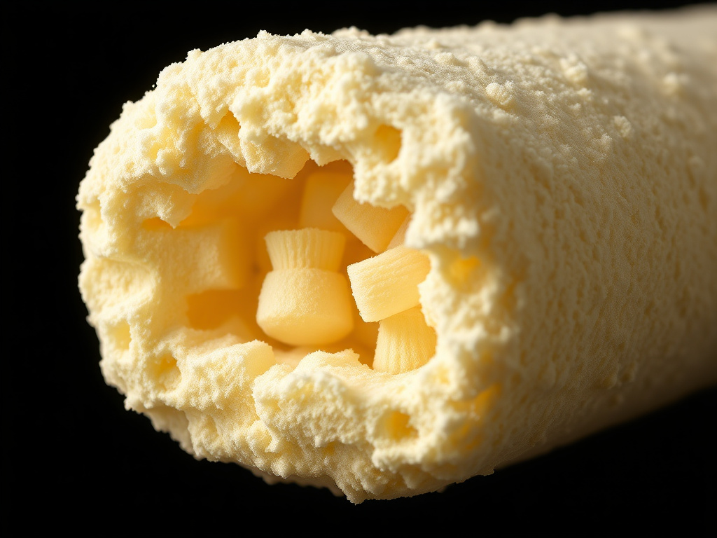 Close-up texture of cured spray foam insulation material