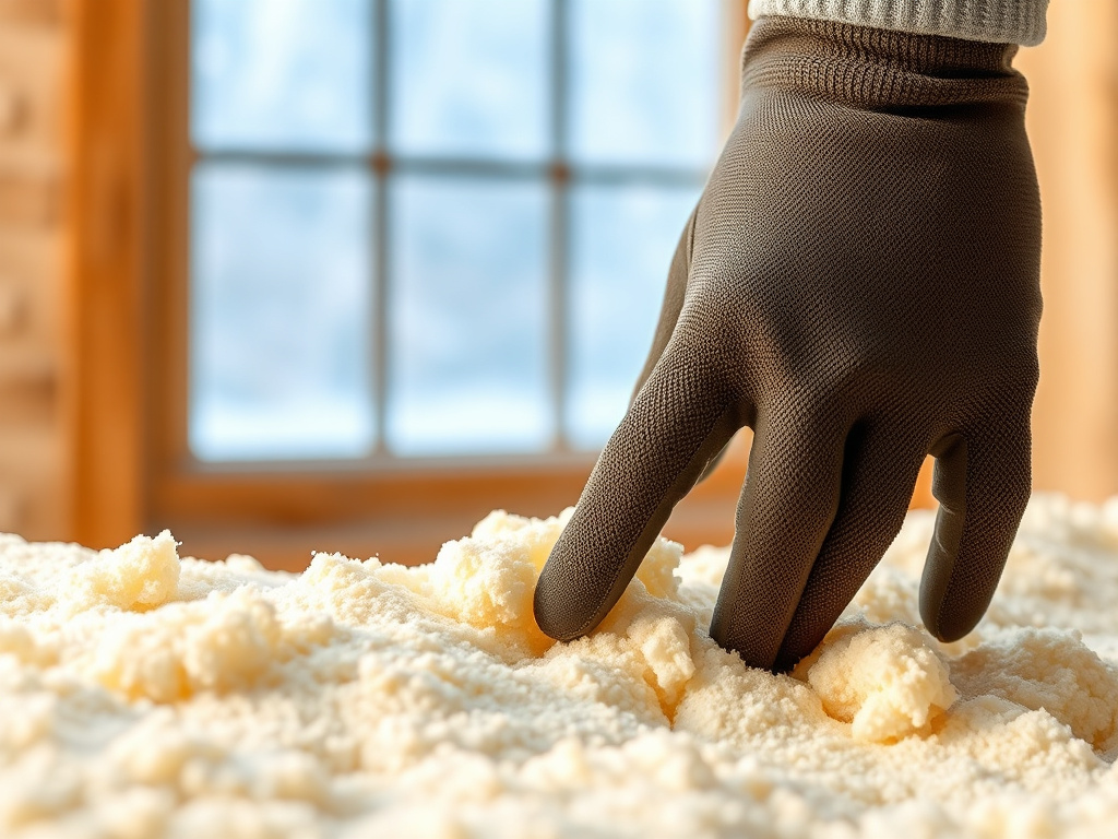 Close-up of cured spray foam insulation texture